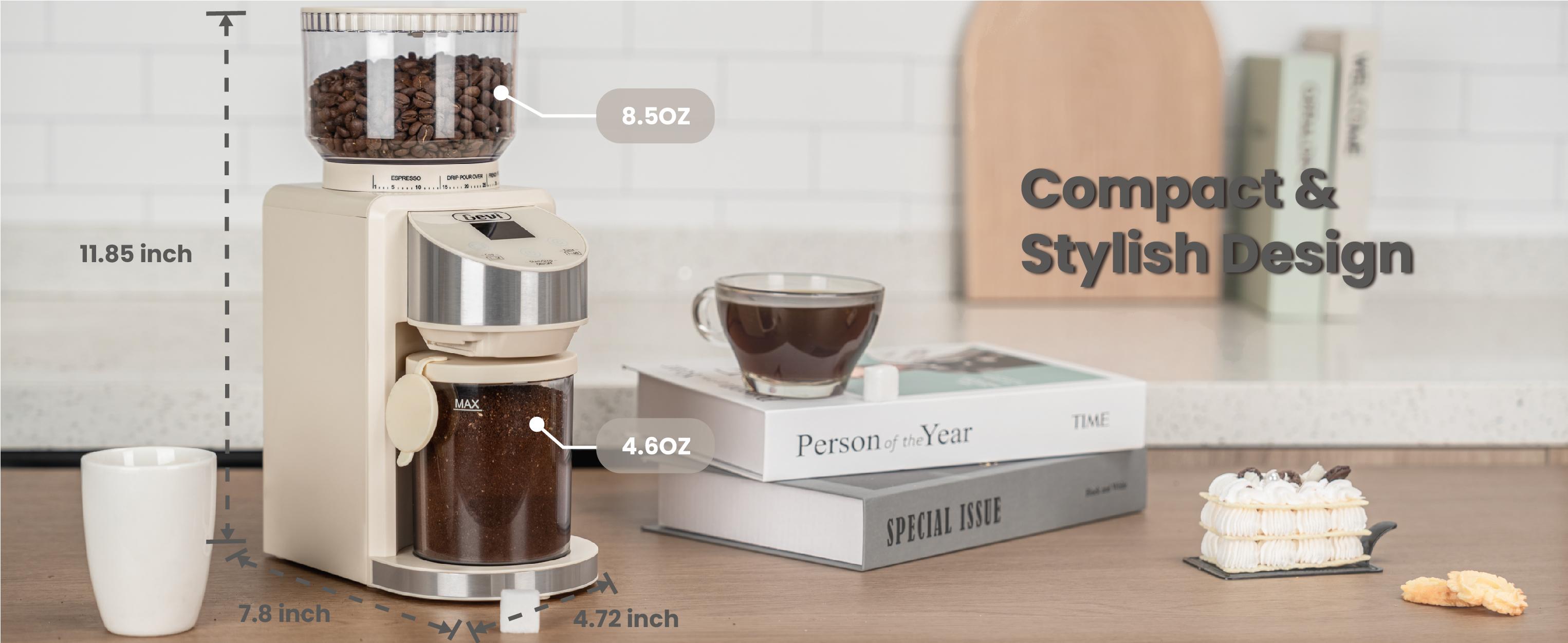 【Springtok】Gevi Electric Coffee Grinder | 35 Grind Settings | Conical Burr for Espresso, Drip, French Press & More | Anti-Static Design, White