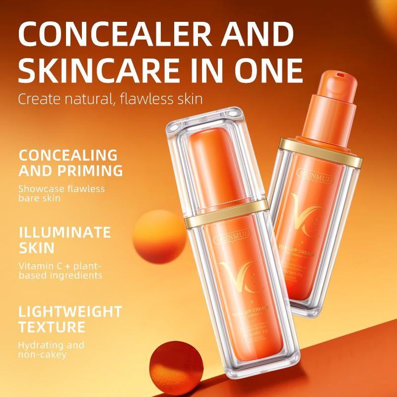 Five-Layer Vitamin C Cream, Lightweight Moisturizing Brightening, VC Isolation Cream, Concealer & Makeup Base, Multi-Bottle Value Pack