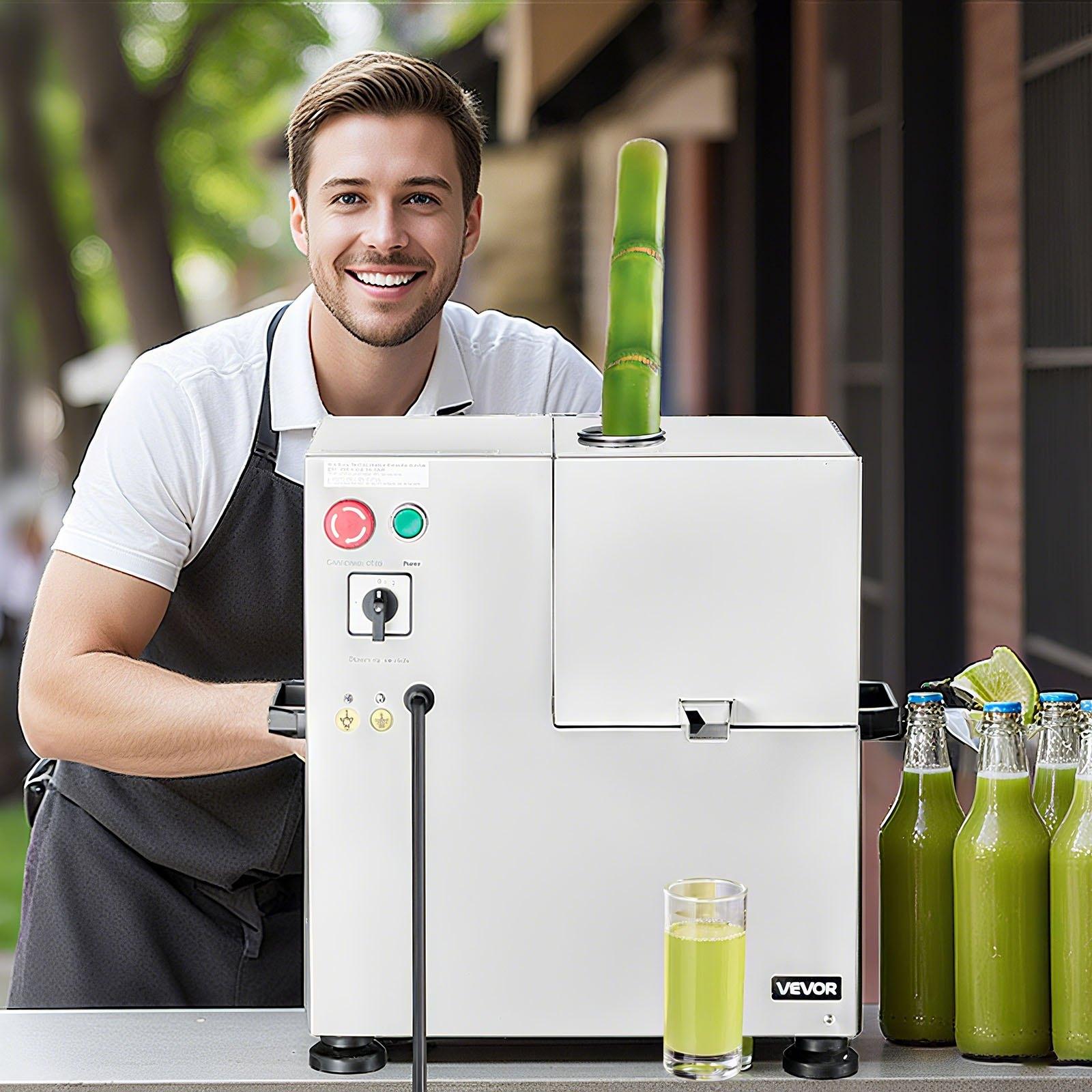 【DealsForYouDays】VEVOR Commercial Sugar Cane Juicer, 800W Electric Sugarcane Juicer Machine with 661LBS/H High Output, 4 Stainless Steel Rollers, Sugar Cane Press Juice Extractor Squeezer for Home/Commercial Use