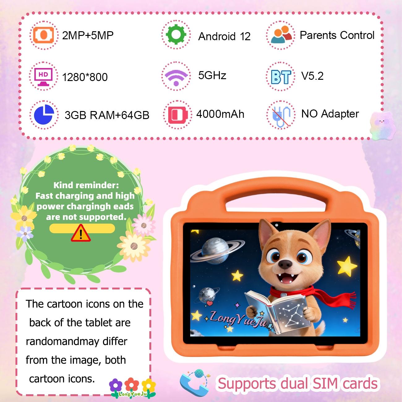TikTok Shop Spring New Arrivals 10.1 Inch Android Touchscreen Tablet with Dual Cameras, Shockproof & Dustproof Case, IWAWA Parental Control Learning App, Lightweight Design, Internet Ready for Family Use, Learning Entertainment, Student Tablets