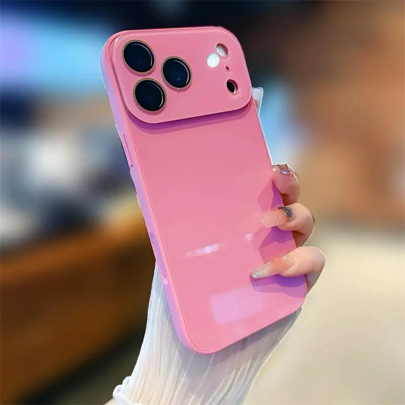 Luxury crystal texture mobile phone case, skin-feeling solid color mobile phone case suitable for iPhone17 Promax, 17 Air, 16 Plus, 15, 14, 13, 12, 11, solid color mobile phone protective cover