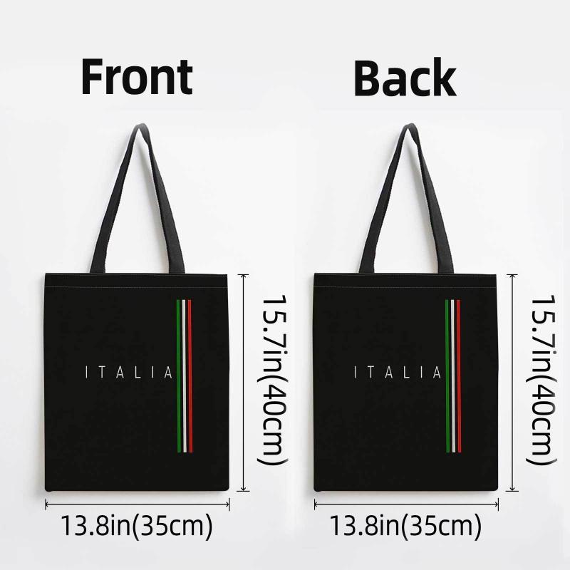 Italian Tricolor Retro Tote Bag Suitable for Shopping, Beach & Picnic - Foldable Bag with Italian Flag Print, Shoulder Straps, Iconic National Emblem for, Travel, Daily Use - Hand Washable