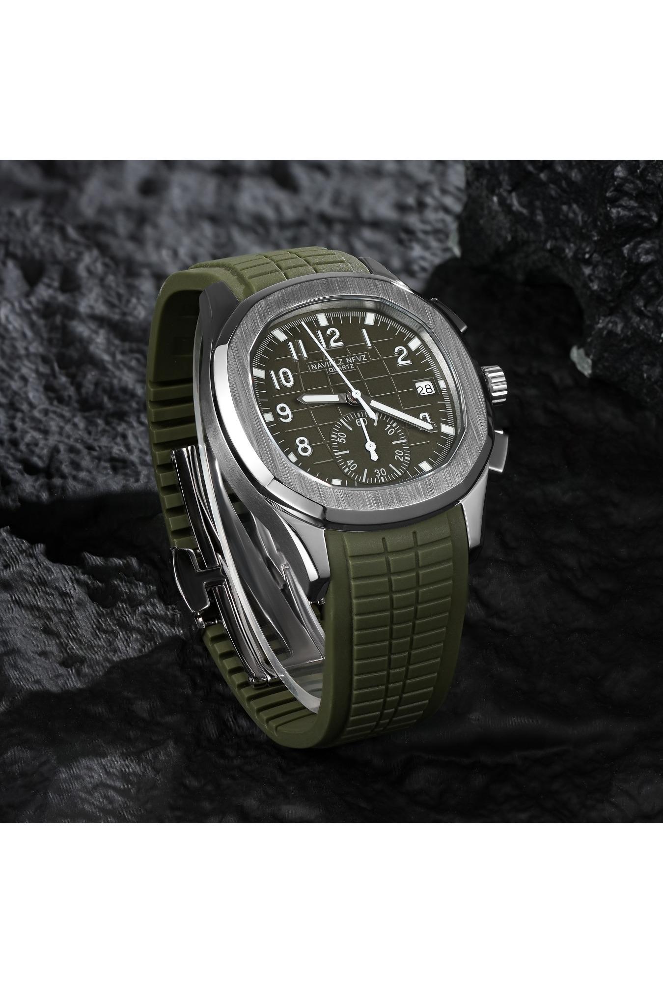 NAVIFLZ NFVZ Sports Watch Man Luxury Men's Watch Waterproof Luminous Rubber Wrist Watch Chronograph Wristwatch Gift brand gift box with calendar Relogio Masculino