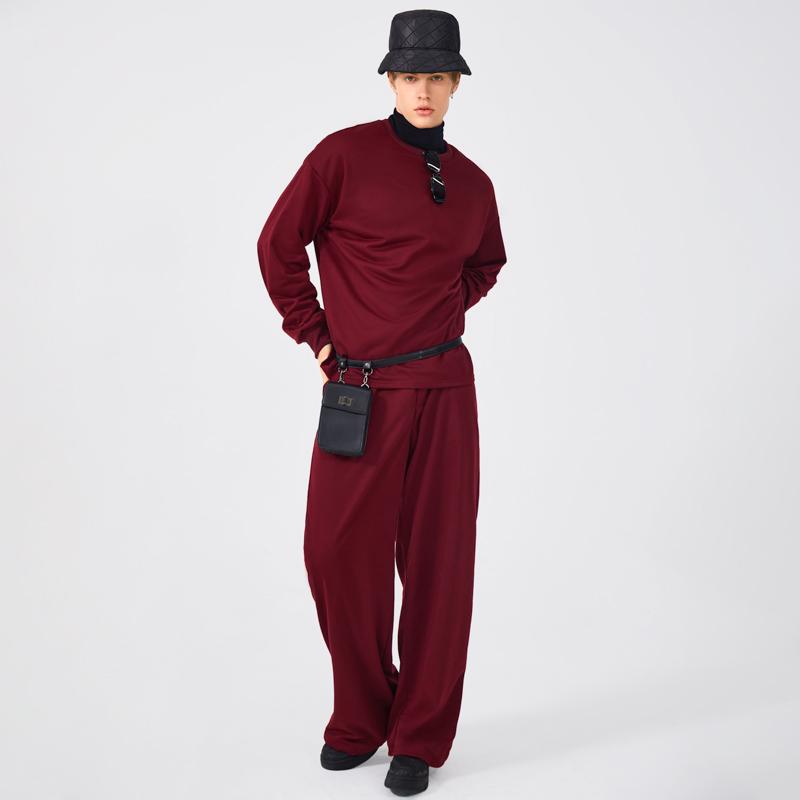 INCERUN Men's 2025 Fall Long Sleeve T-Shirt + Wide-Leg Pants Set, Soft Comfortable Fabric, Perfect For Halloween,Loungewear And Casual Daily Use.