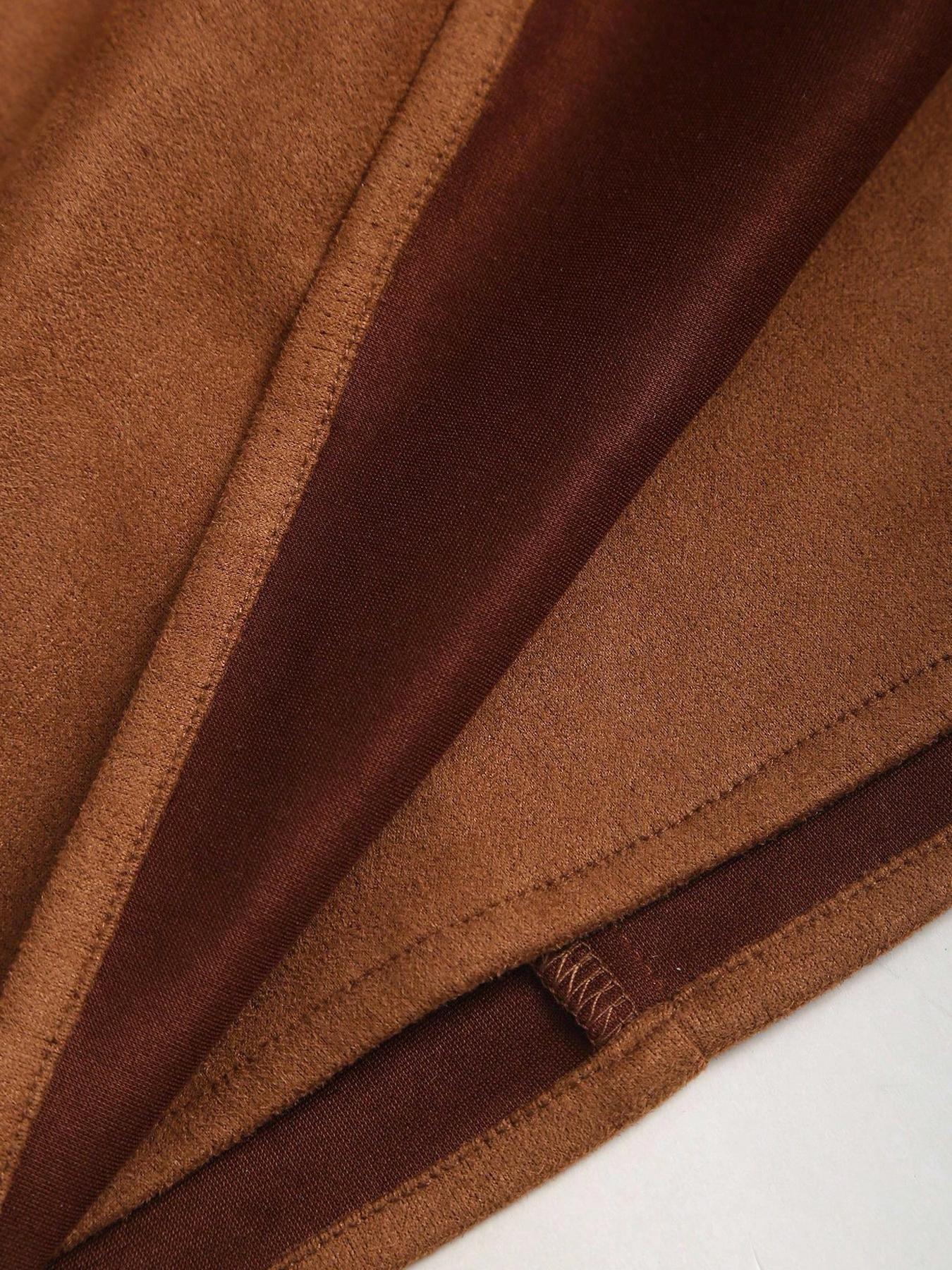 1 piece Women's Spring &Fall Velvet Vintage Italian Melange Pleated Bodycon Short Skirt,Fashionable Casual Versatile Ultra-Short Half Skirt, Bottoms Womenswear