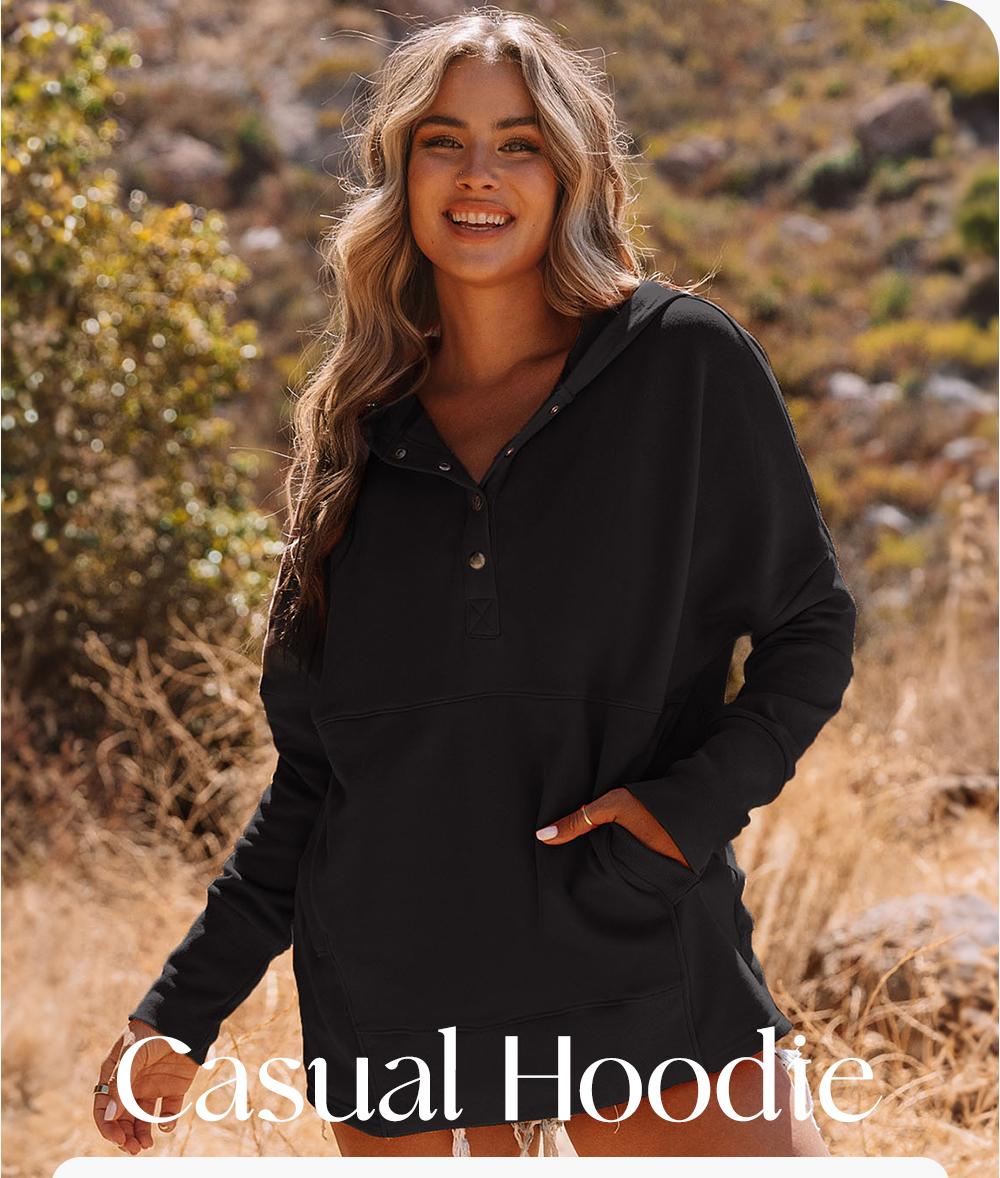 EVALESS Women's Casual Oversized Sweatshirts Hoodies Basic Button V Neck Long Sleeve Hooded Cotton Breathable Henley Pullover Tops 2026 Womenswear Winter Fall Outfits Clothes with Pockets EVALESS Women's Casual Oversized Sweatshirts Hoodies Basic Button V Neck Long Sleeve Hooded Cotton Breathable Henley Pullover Tops 2026 Womenswear Winter Fall Outfits Clothes with Pockets