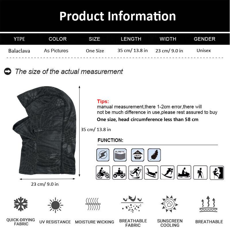 5-Pack Camo Tactical Balaclava Set | UV  Face Mask & Neck Gaiter | Unisex for Motorcycle, Fishing, Hiking | Breathable Windproof Outdoor Sports Accessories