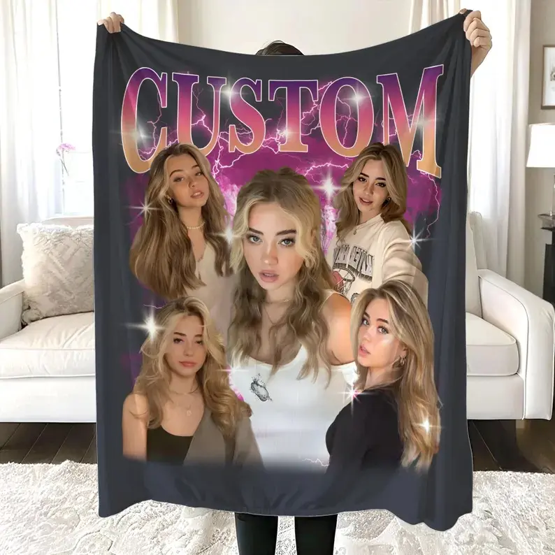 Customized Photo Blanket, Personalized Blanket, Custom Girlfriend Gift, Custom Boyfriend Gift, Fan Merch, Custom Face Blankets, Custom Idol Gift