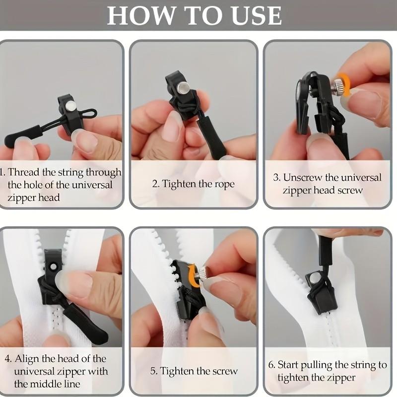 12 Pcs Quick Release Zipper Repair Kit, 4 Pcs S M L Sizes, for Clothes Bags Backpacks, Easy Fix Different Sized Zippers