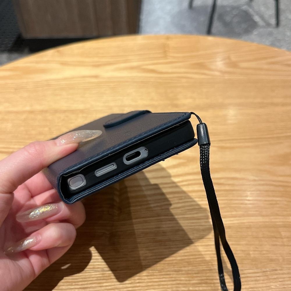 Matte PU Leather Flip Case for Samsung Galaxy – 2-in-1 Magnetic Cover w/ 3 Card Slots + Wallet, Stand Function, Anti-Drop, Lanyard | 5 Colors | Fits S22 Ultra S23 FE S24 Plus S25 EDGE S26 Ultra