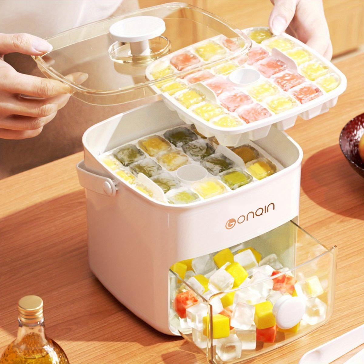 Extra-Large 48-Ice Cube Maker, Easy Glide Design, Double Layer, Food-Grade Plastic, Ideal for Whiskey & Cocktails, Essential Kitchen Tool