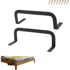 Mattress Slide Stopper (2 Pcs) Metal Retainer Bar Bracket Prevents Mattress Sliding - Black