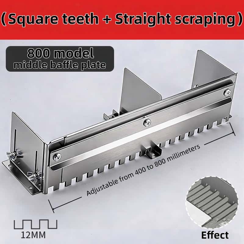 600/800 Type Straight Slot Grout Scraper, Tile Laying Tool, Adjustable 300-600mm, 12mm Square Tooth Spatula, Thick Stainless Steel