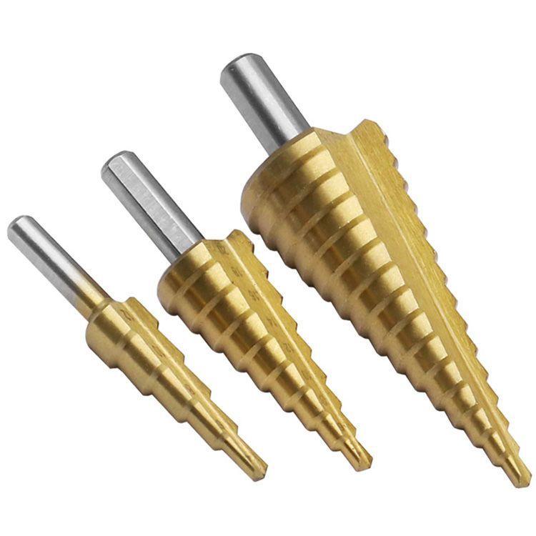 Pagoda Drill Bit Combination Triangular Handle Hss Step Drill Bits Set Woodworking Pull Drill Bit