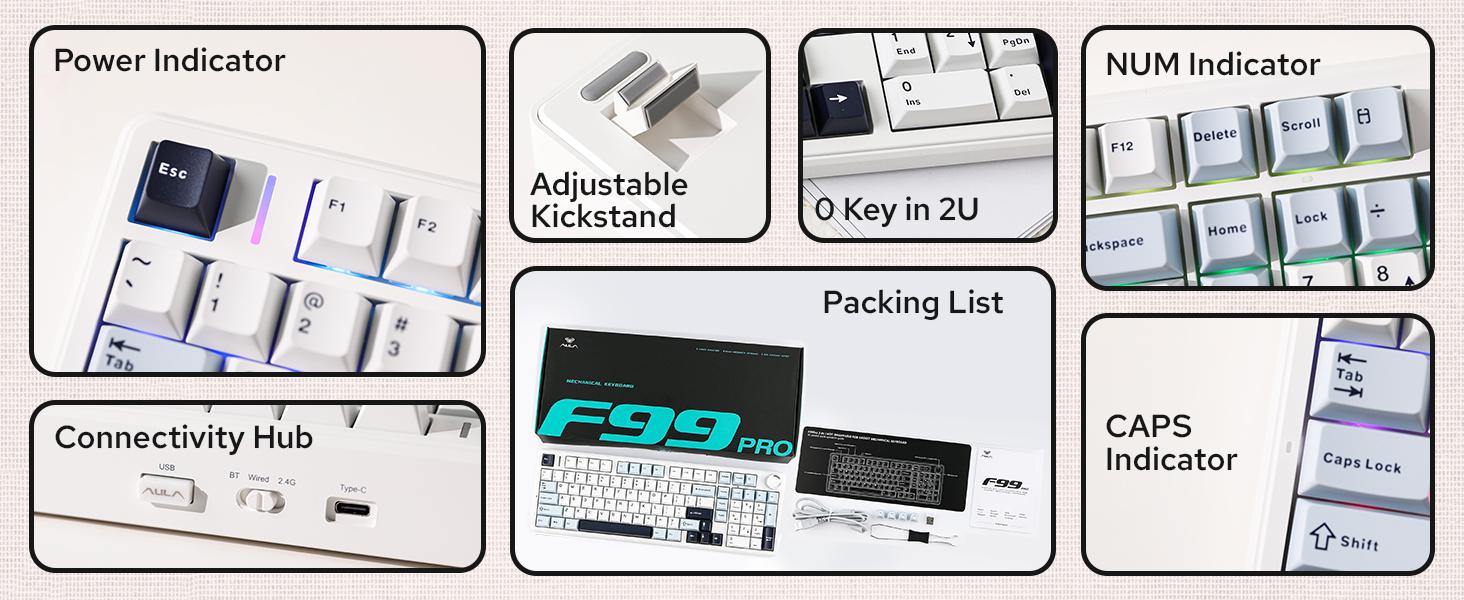 <urtechdaddy> Aula F99 Pro Wireless Mechanical Keyboard, Gasket Hot Swappable Custom Keyboard with Knob, RGB Backlit,Ice Vein Switch PBT Keycaps BT5.0/2.4GHz/USB-C Creamy PC Gaming Keyboard