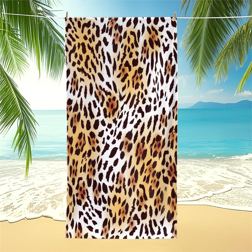 Classic Leopard Print Luxury Vintage Bohemian Sand Free Beach Towel, for Beach, SPA, Hot Spring, Pool, Gym & Camping, Super Absorbent & Quick Dry, Perfect Housewarming Birthday Christmas Gift