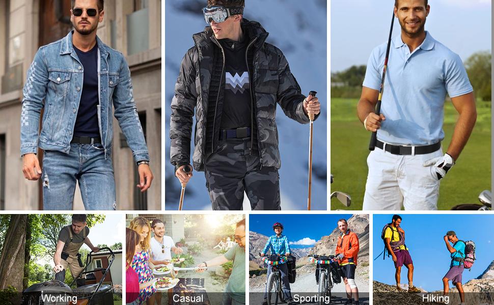 JASGOOD 2 Pack Nylon Military Tactical Men Belt Webbing Canvas Outdoor Web Belt with Plastic Buckle