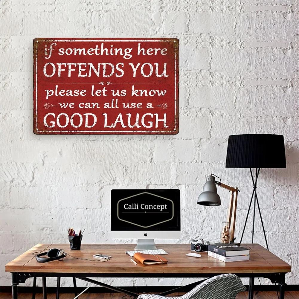 Vintage Metal Tin Sign, 1 Count If Something Here Offends You Letter Bar Sign, Wall Decor for Home Living Room Bedroom Bar Cafe Shop Garage, Signage, Decoration Items, Vintage Garage Signs
