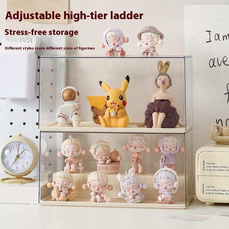 Acrylic Transparent Display Case, Solid Color Blind Box Storage Stand, Dustproof & Stackable Design, Ideal for Toys & Collectibles