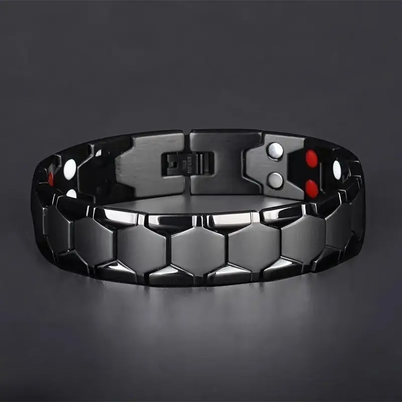 Men's Stylish Metal-Link Magnetic Bangle - Wellness Healing Jewelry with Efficient Magnetic Attraction, 80g Weight, One Size Fits All for Daily Wear