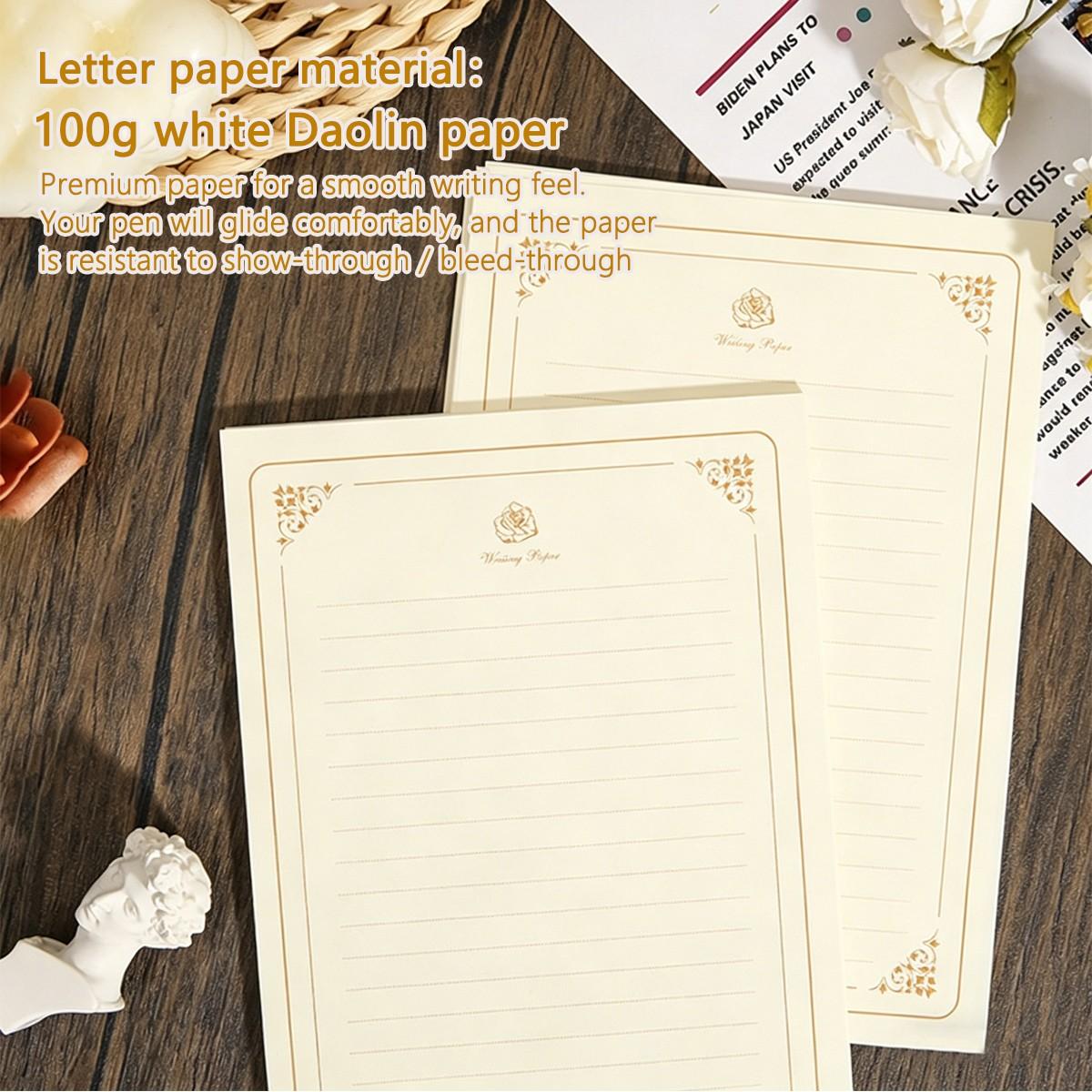 Letter Writing Set 3 Envelopes Wax Seal Stickers 10 Sheets Paper Vintage Gift for Stationery Lovers