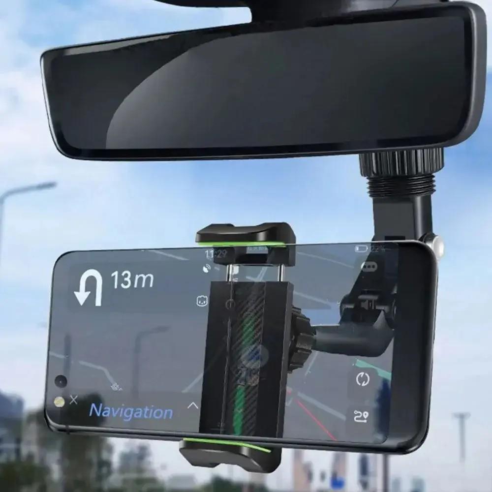 Universal Car Phone Holder Multifunctional 360 Degree Rotatable Auto Rearview Mirror Seat Hanging Clip Bracket Cell Phone Holder