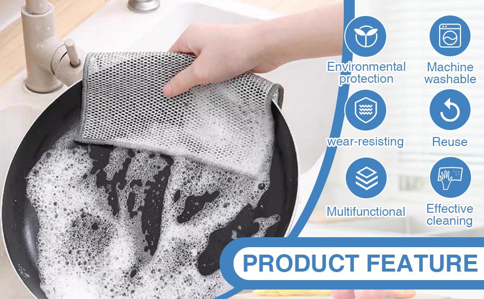 20-Count Non-Scratch Wire Dishcloths, Double-Layer Multipurpose Reusable Towels – Polyester Wiping Cloth for Kitchen Sinks, Pans, Washable Durable Cleaning Supplies for Wet & Dry Use, Housekeeping Essentials (Summer Sale) 20-Count Non-Scratch Wire Dishcloths, Double-Layer Multipurpose Reusable Towels – Polyester Wiping Cloth for Kitchen Sinks, Pans, Washable Durable Cleaning Supplies for Wet & Dry Use, Housekeeping Essentials (Summer Sale)