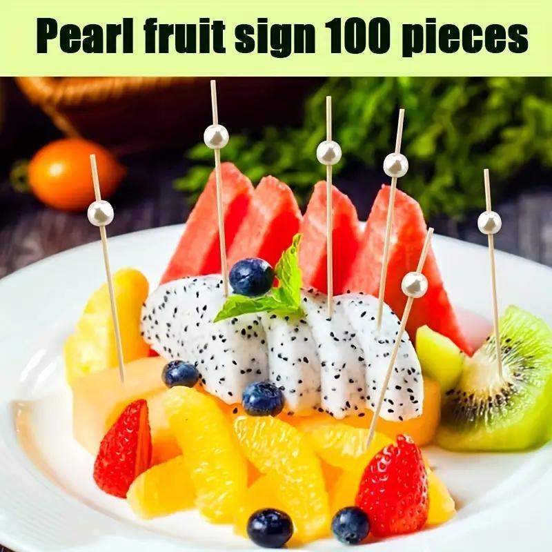 100pcs Cocktail Picks, Fruit Skewers, Salad Forks, Cute Fruit Sticks, Dessert Decorations, Party Buffet Fruit Forks, Bamboo Food Picks, Sandwich Decorations