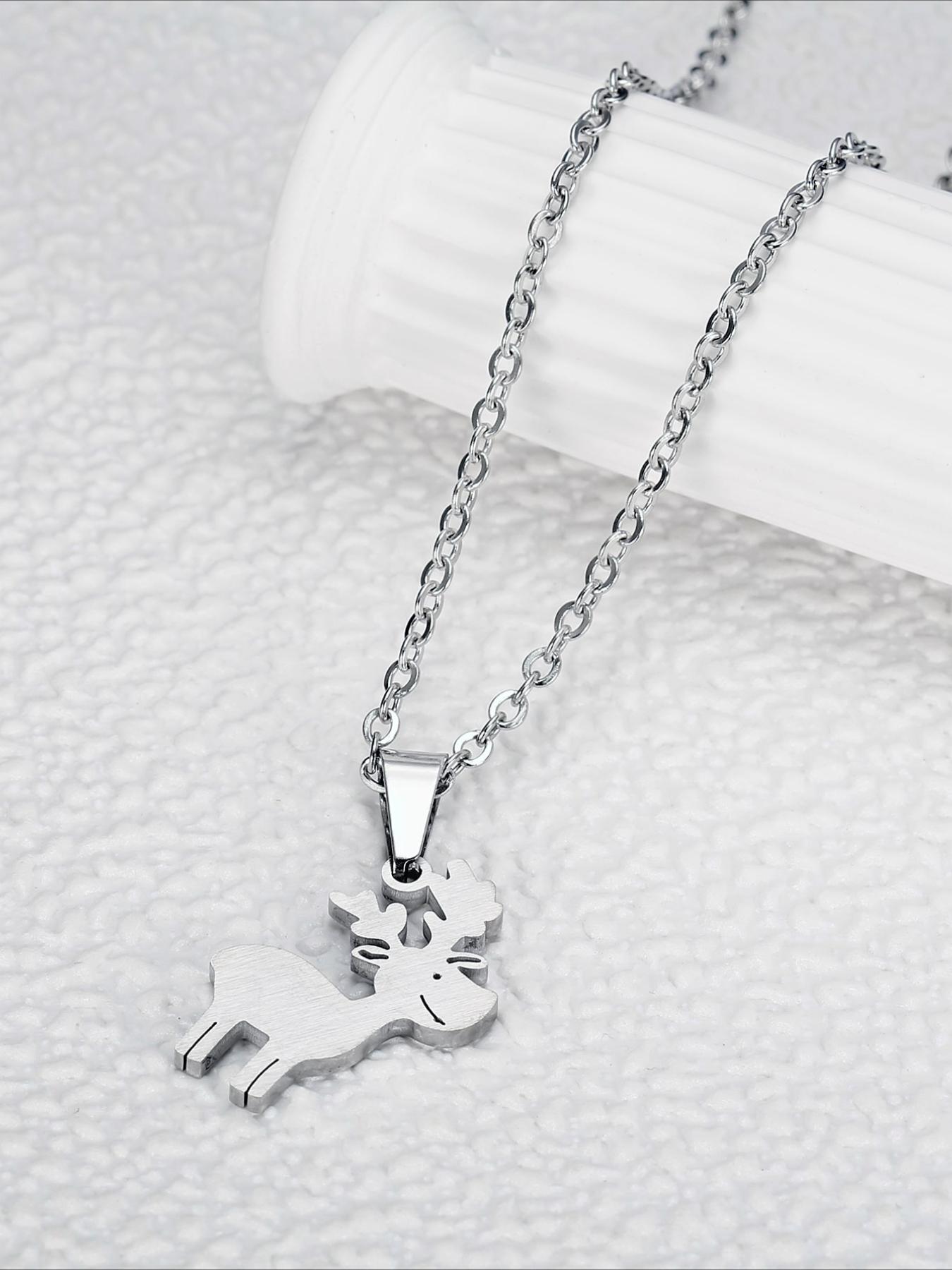 Christmas Elk Pendant Necklace, Stainless Steel Non Fading, Christmas Accessories, Christmas Gifts