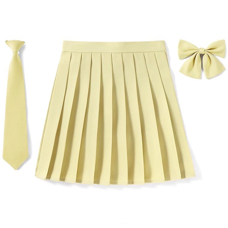 2025 Preppy Style Pleated Skirt Woman High Waist A-Line School Skater Mini Skirt Girl JK Uniform Skirt With Match Necktie Bowtie