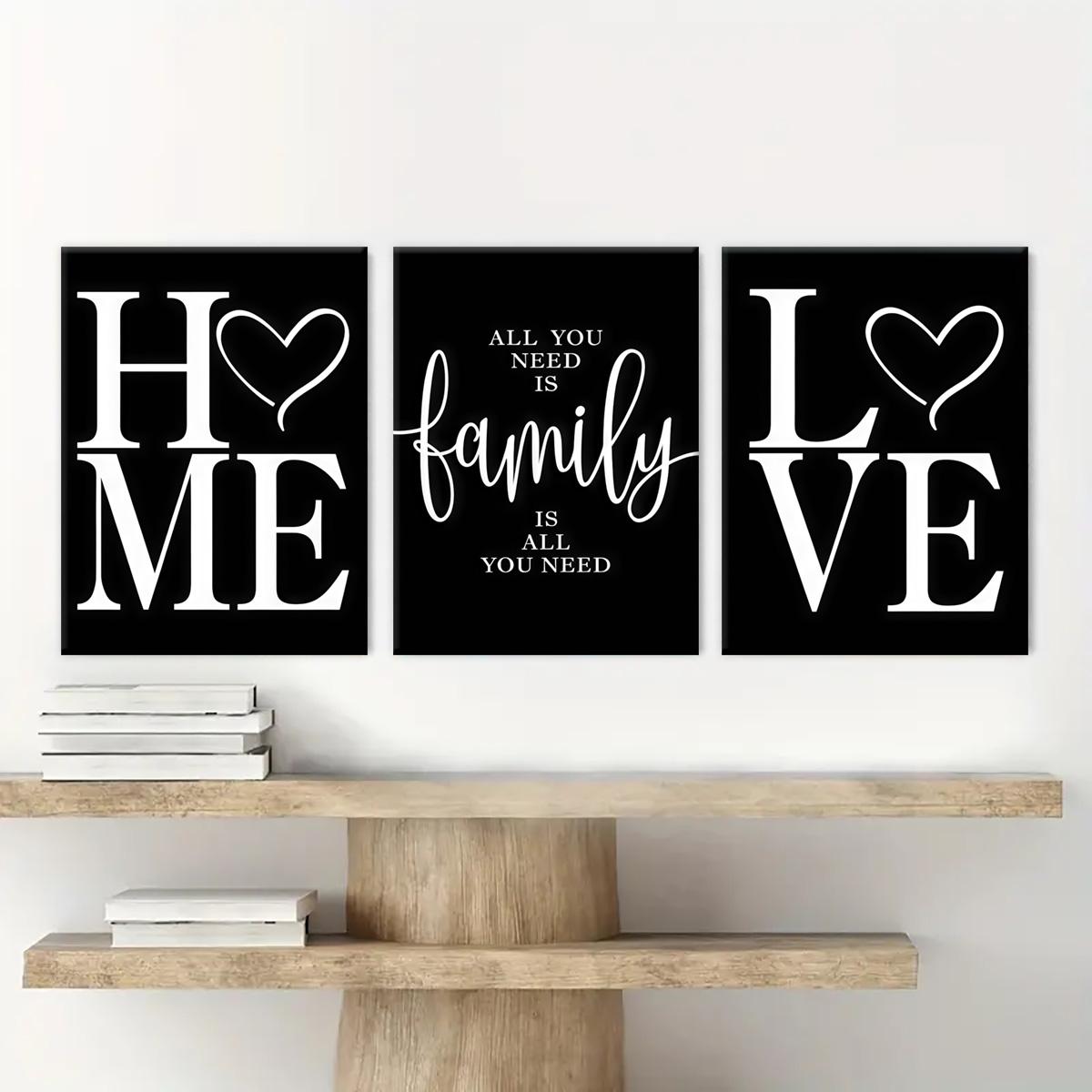 3 Counting wooden frame canvas, colorful simple family love art poster, living room decorative painting, modern art, Home, suitable for corridor and wall art, Wall Decoration, high-definition printing, waterproof artwork
