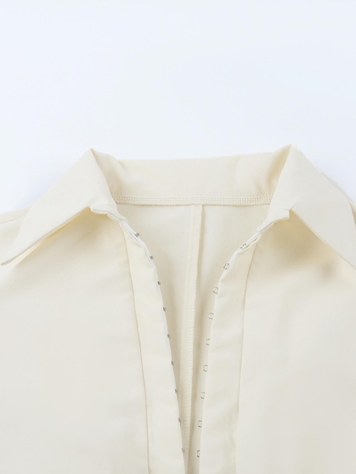 Tied Slim-Fit Long Sleeve Shirt, Stylish Tie Design, Perfect Fit for Casual Wear, Trendy Fashion Essential, Blouses, Women's Clothing