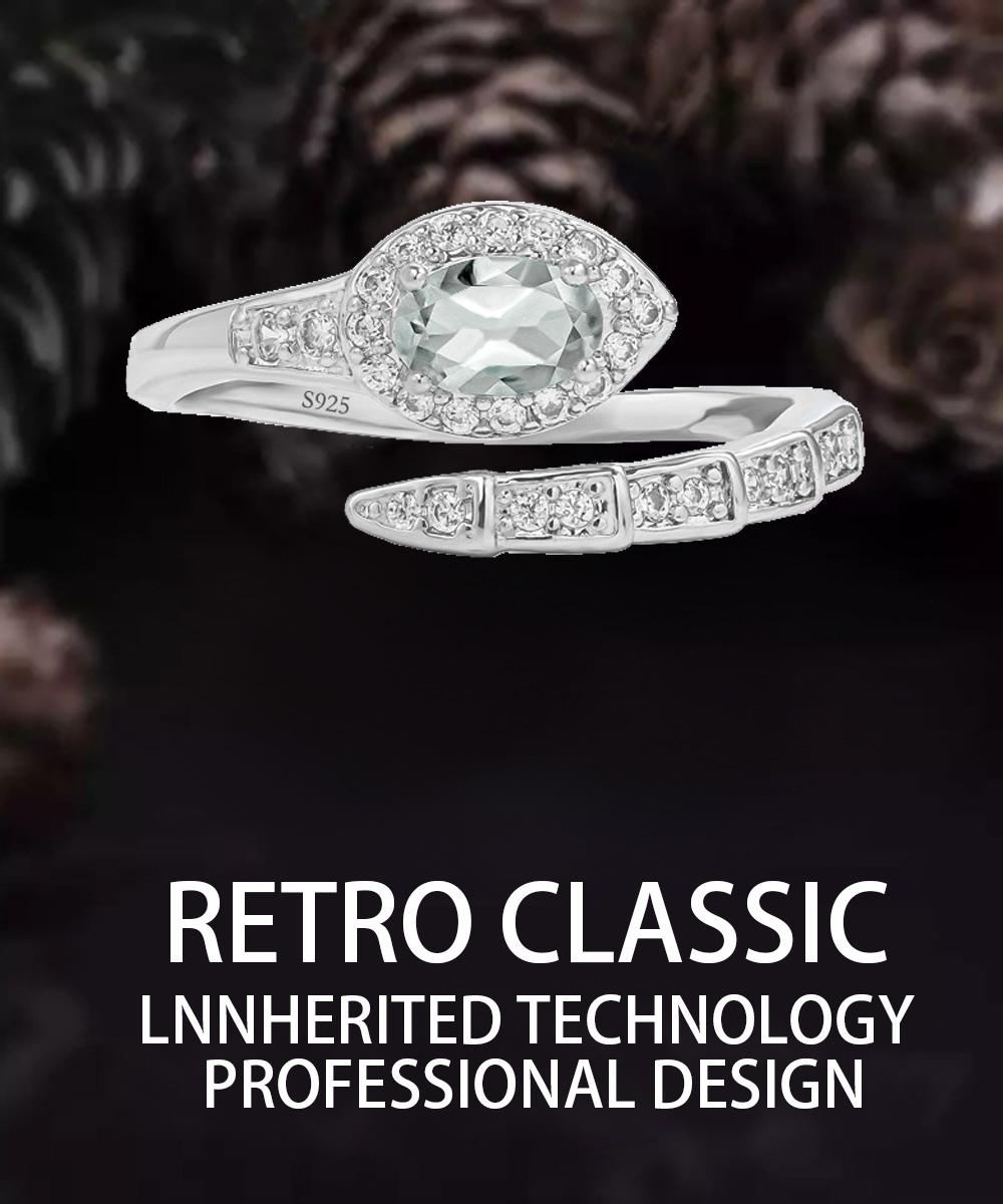 【JYJZZ237】S925 Silver Serpent Bone Ring Opening Adjustable Zirconia Ring Fashion Light Luxury Exquisite High Grade Design, Jewelry Gift.