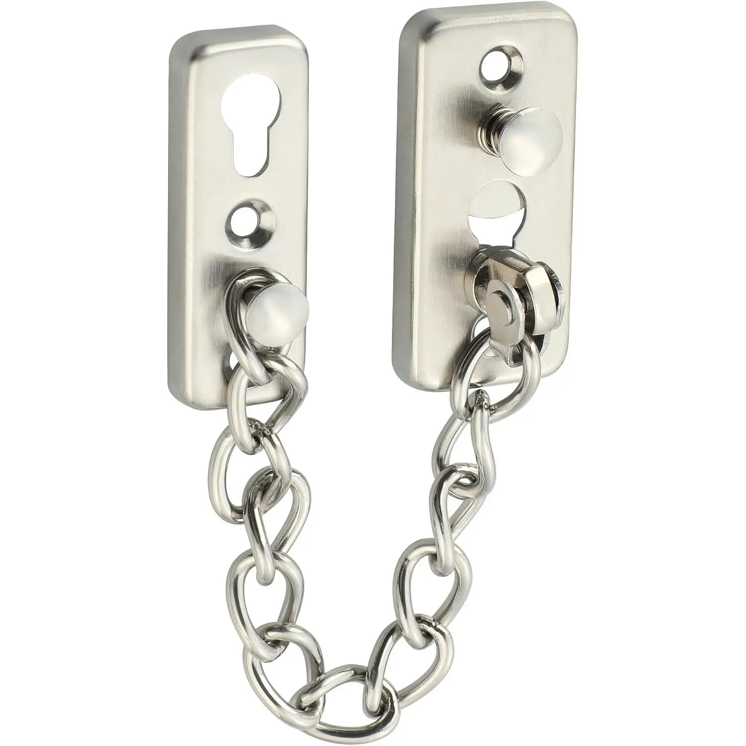 Reinforced Steel Door Security Chain - Keyless Lock, Screw-Mount Design, Spring Press Mechanical Latching Anti-Theft Mechanism, Security Lock + Screws Included, Keyless Lock Door Chains