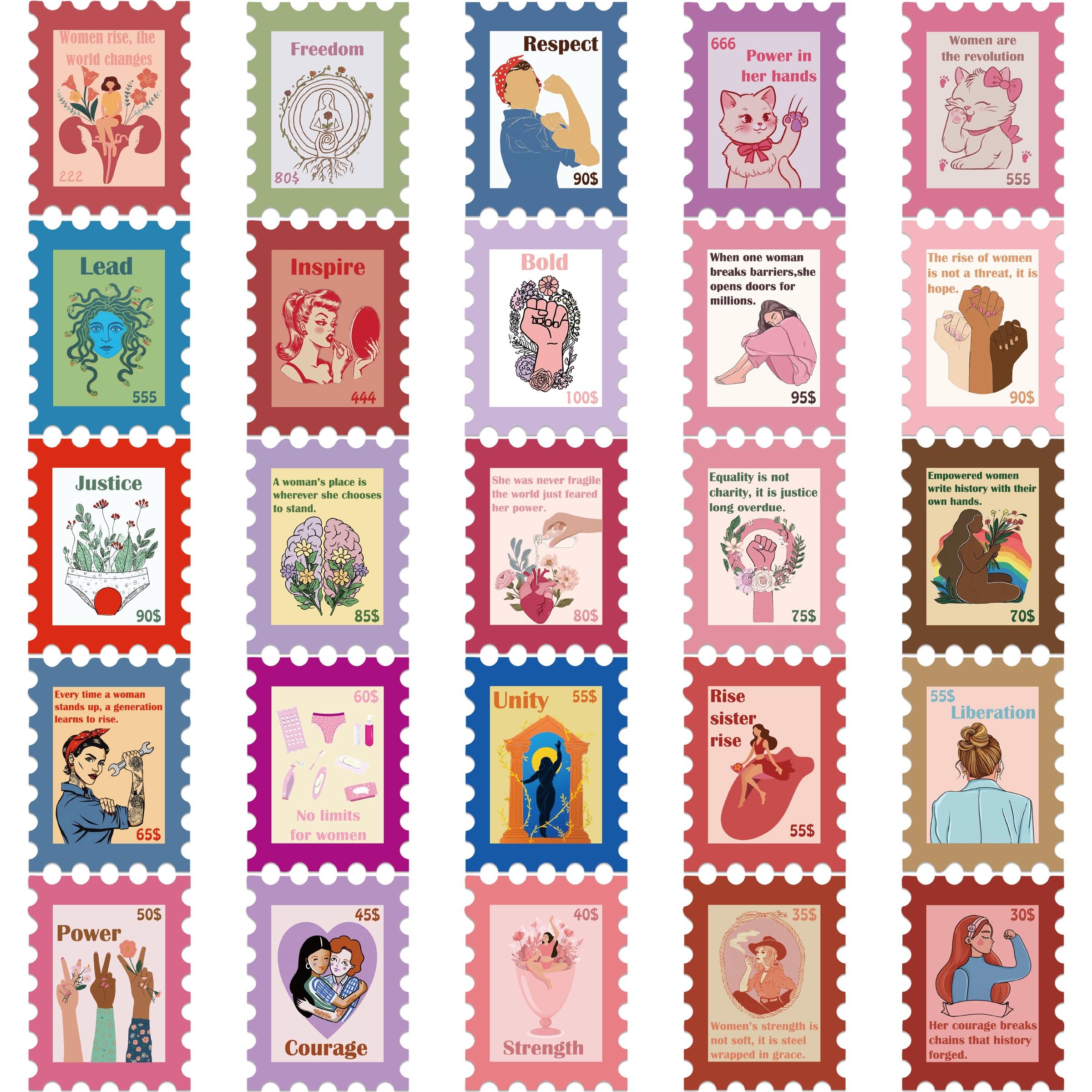 50pcs Inspirational Feminist Stickers, Sticker Packs, Women's Lib, Girl Power, Equal Rights Vinyl Stickers for Water Bottles, Laptops, Luggage