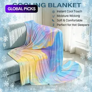 Iridescent Marble Pattern Double-layer Cooling Blanket, Ultra-soft Cool Summer Cooling Blanket, Lightweight Breathable Cooling Air Conditioning Blanket for Bedroom Sofa Offp, Bed Blanket