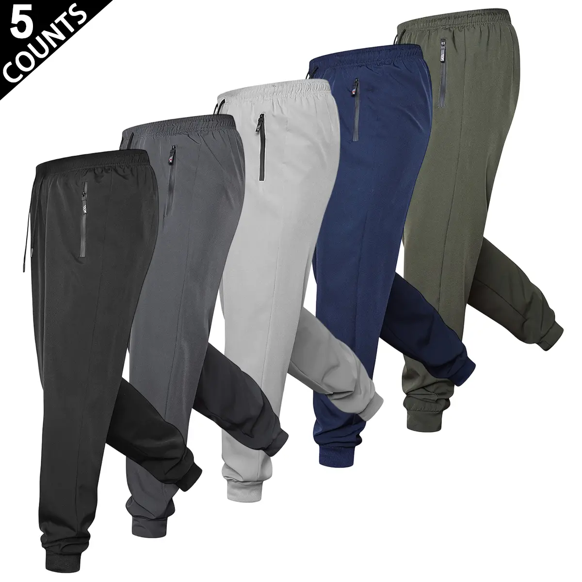 Men’s Casual Track Pants - Multi-Color Menswear with Wear-Resistant Smooth Texture, Secure Zipper Pockets, Adjustable Drawstring, Relaxed Fit, Customizable for Gym Training, Travel, Home Lounging