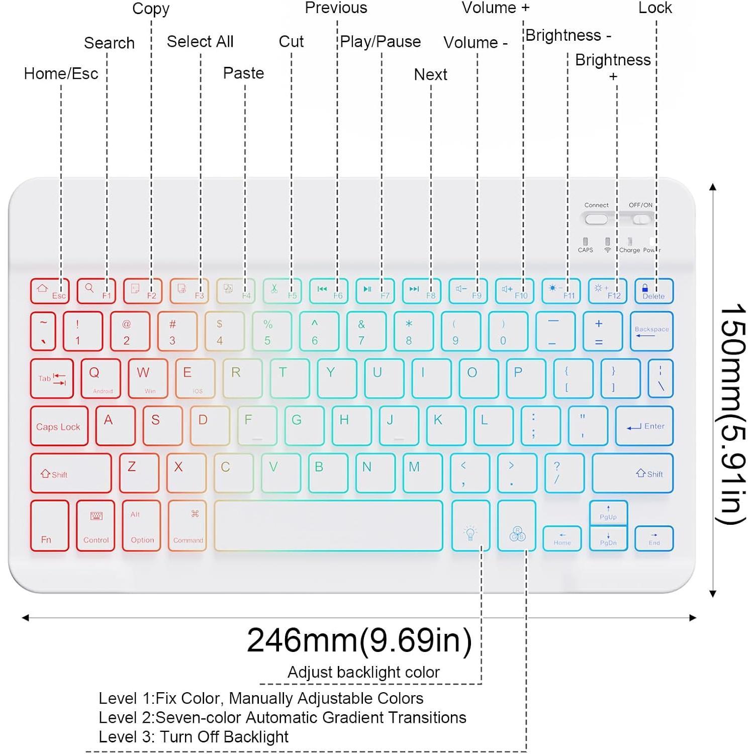 Lightup Keyboard for iPad Air/Pro/Mini, iPad A17, A16, M2, M3, M4, M5, MacBook, Chromebook etc. Rechargeable Slim Portable, IOS Windows Android Lighting Tablets Keyboard - Black, Accessories, Colorful, Adjustable, Skinny, Commuting, Ios/Win/Andriod, Gal Lightup Keyboard for iPad Air/Pro/Mini, iPad A17, A16, M2, M3, M4, M5, MacBook, Chromebook etc. Rechargeable Slim Portable, IOS Windows Android Lighting Tablets Keyboard - Black, Accessories, Colorful, Adjustable, Skinny, Commuting, Ios/Win/Andriod, Gal