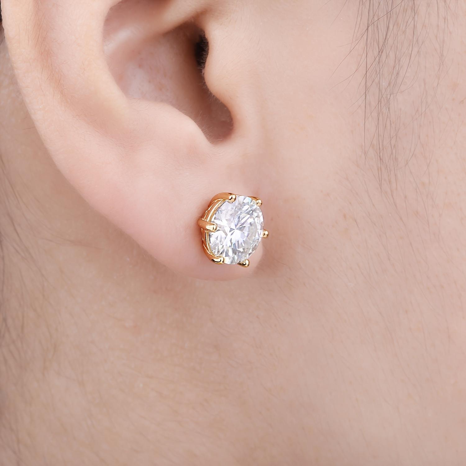 2/4/6 CTW Round Cubic Zirconia Stud Earrings |   925 Sterling Silver Total Carat Weight, Elegant Classic Jewelry for Women & Girls