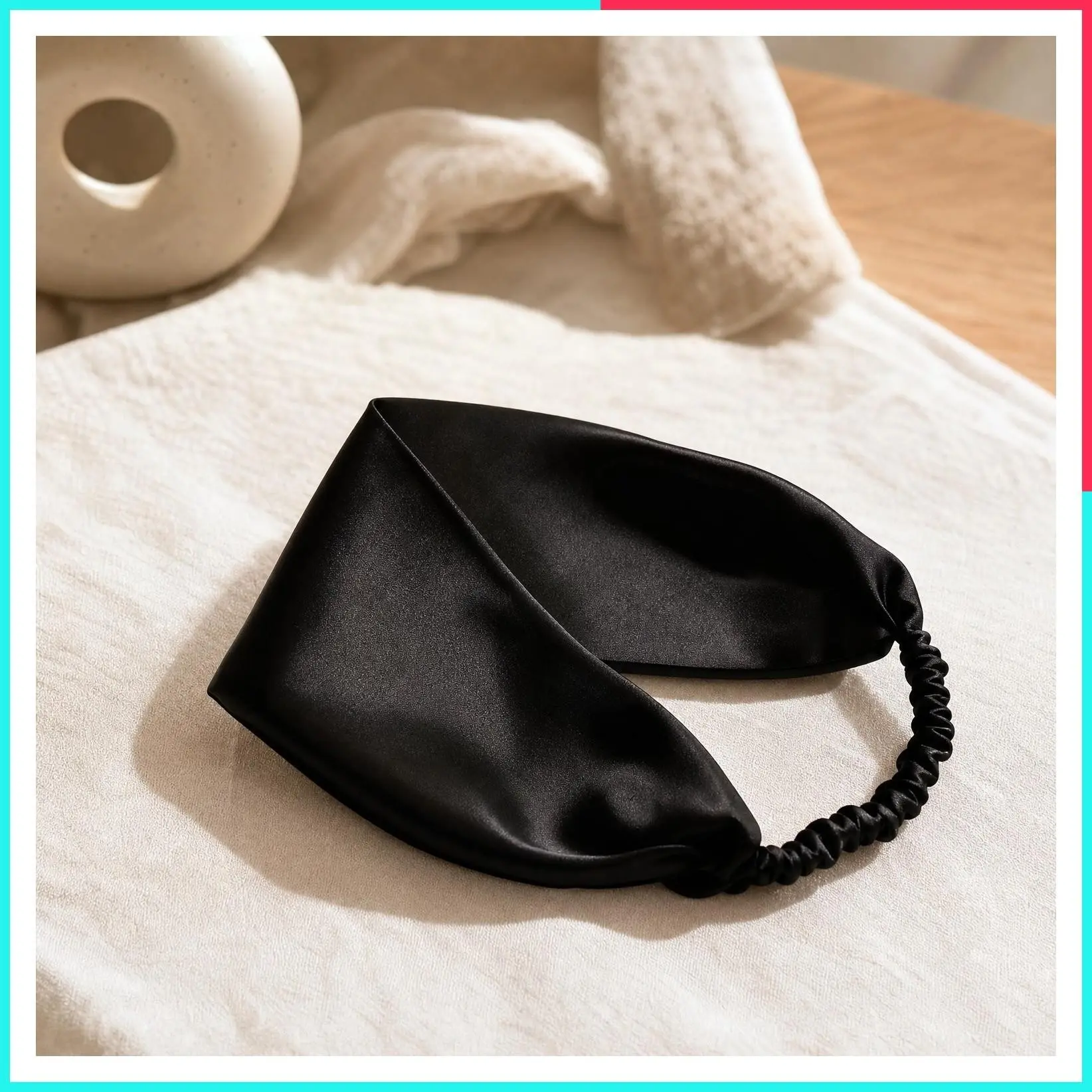 100% Pure Mulberry Silk Headband – Elastic Flat Hair Wrap for Women, Soft & Durable, Ideal for Hair Protection and Styling, Black