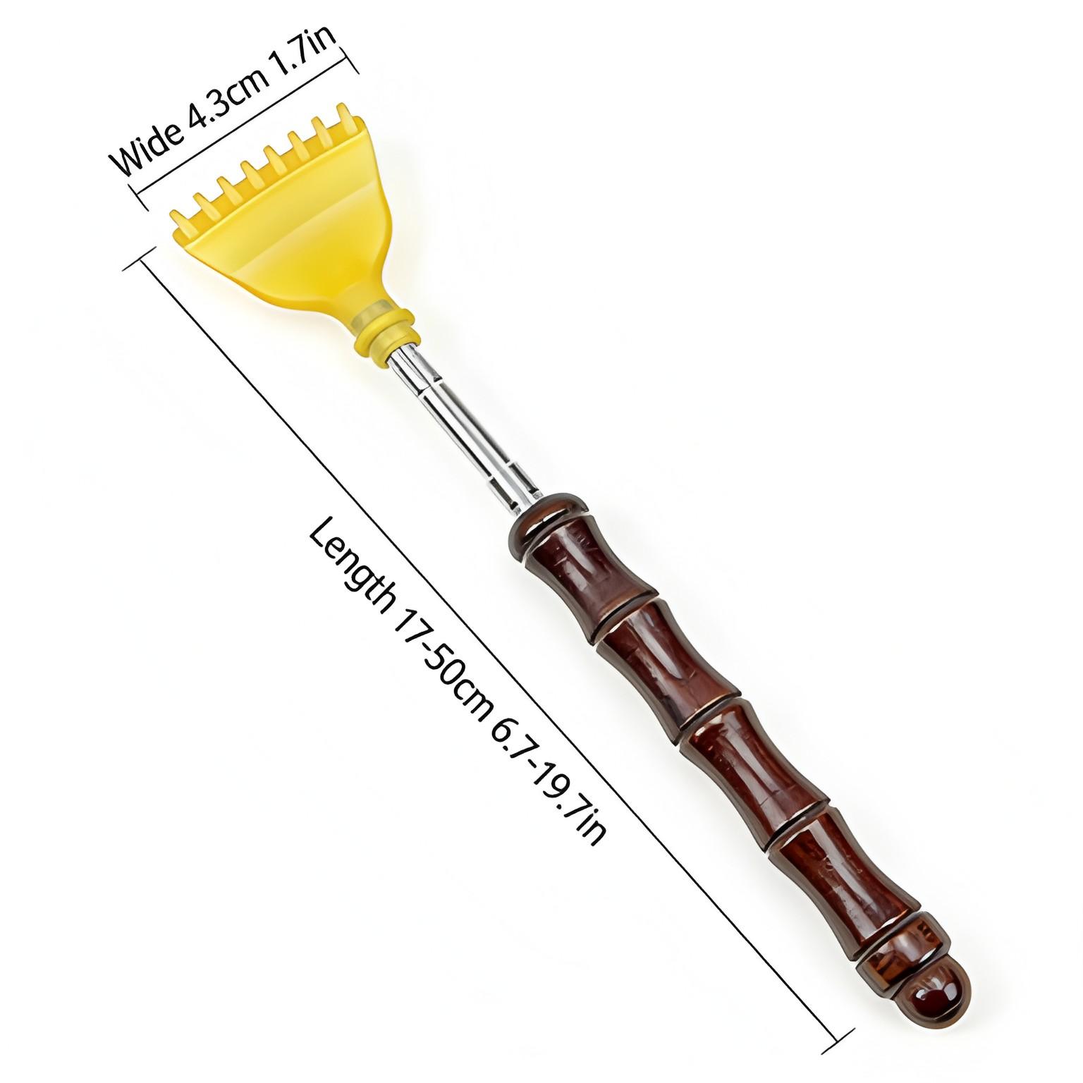 Stainless Steel Extendable Wooden Scratching Tool, Multi-Functional Imitation Cow Horn Back Scratcher, Relieve Itching Device