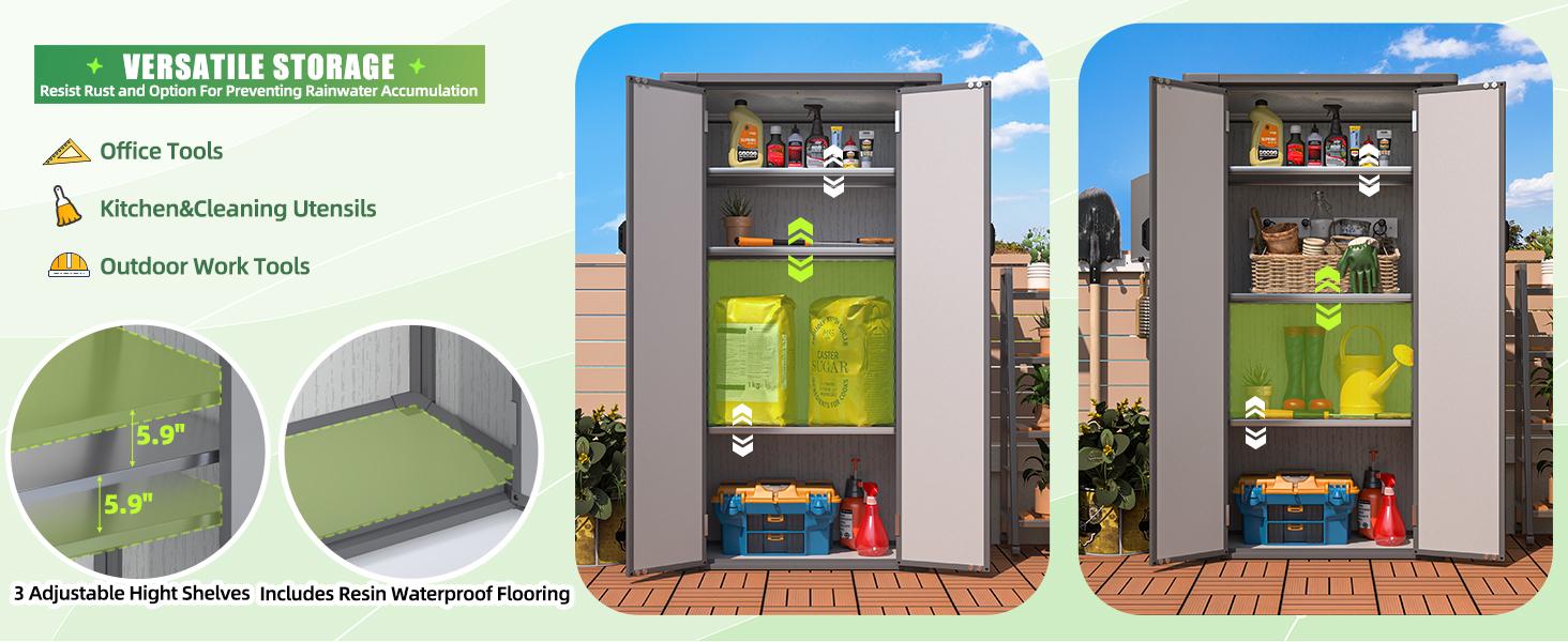 Heavy-Duty Resin Outdoor Storage Shed – Waterproof Vertical Cabinet with Adjustable Shelves, Reinforced Floor & Durable All-Weather Design Heavy-Duty Resin Outdoor Storage Shed – Waterproof Vertical Cabinet with Adjustable Shelves, Reinforced Floor & Durable All-Weather Design