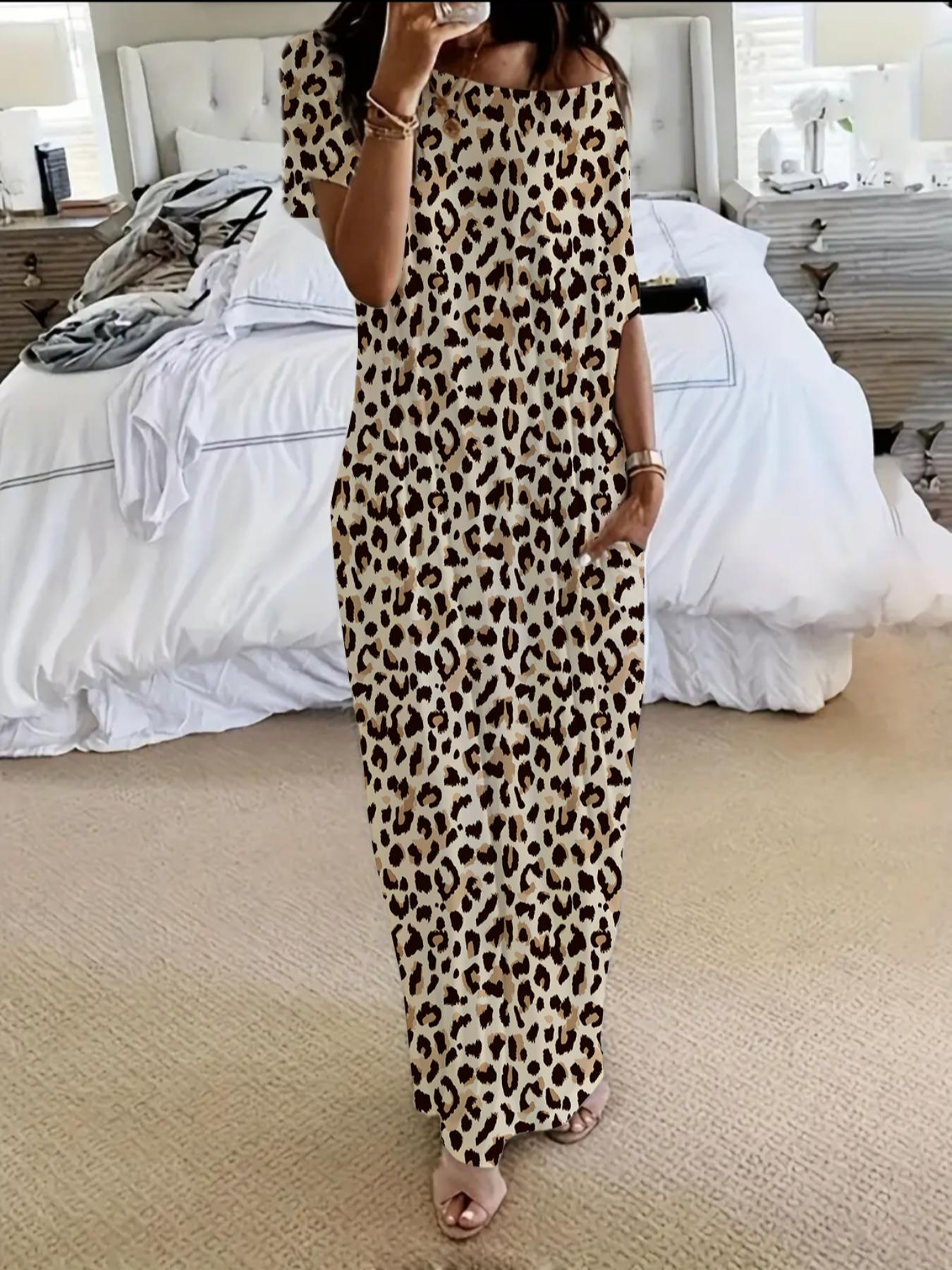 Women's Tie-Dye/Butterfly/Heart/ Leopard Print Sleepwear, Round Neck Loose Fit Pajamas, Comfortable Loungewear, Pockets