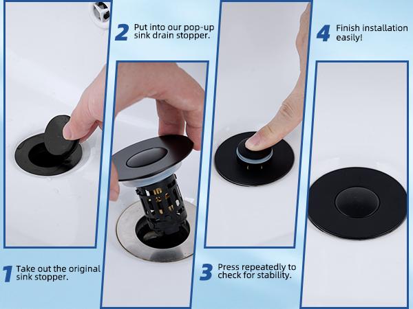 Hibbent Upgraded 3-in-1 Bathroom Sink Drain Strainer Bathroom Accessories Set, Universal Pop-Up Stopper with Removable Stainless Steel Filter Basket Hair Catcher, Brass Bullet Core Plug for 1.1"-2.36" Basins, Matte Black
