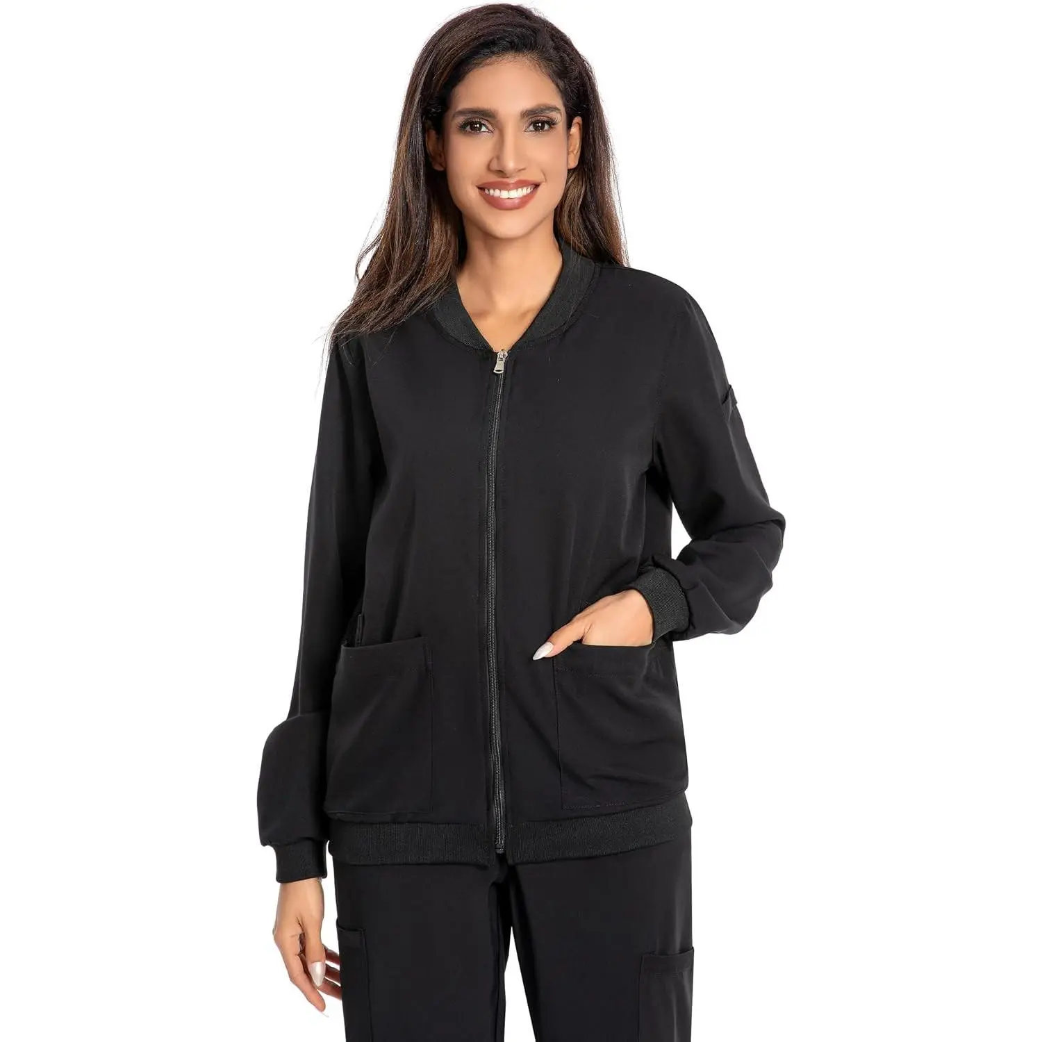 Zip Front Nurse Jacket - 4-Way Stretch Coat for Women(Gift)