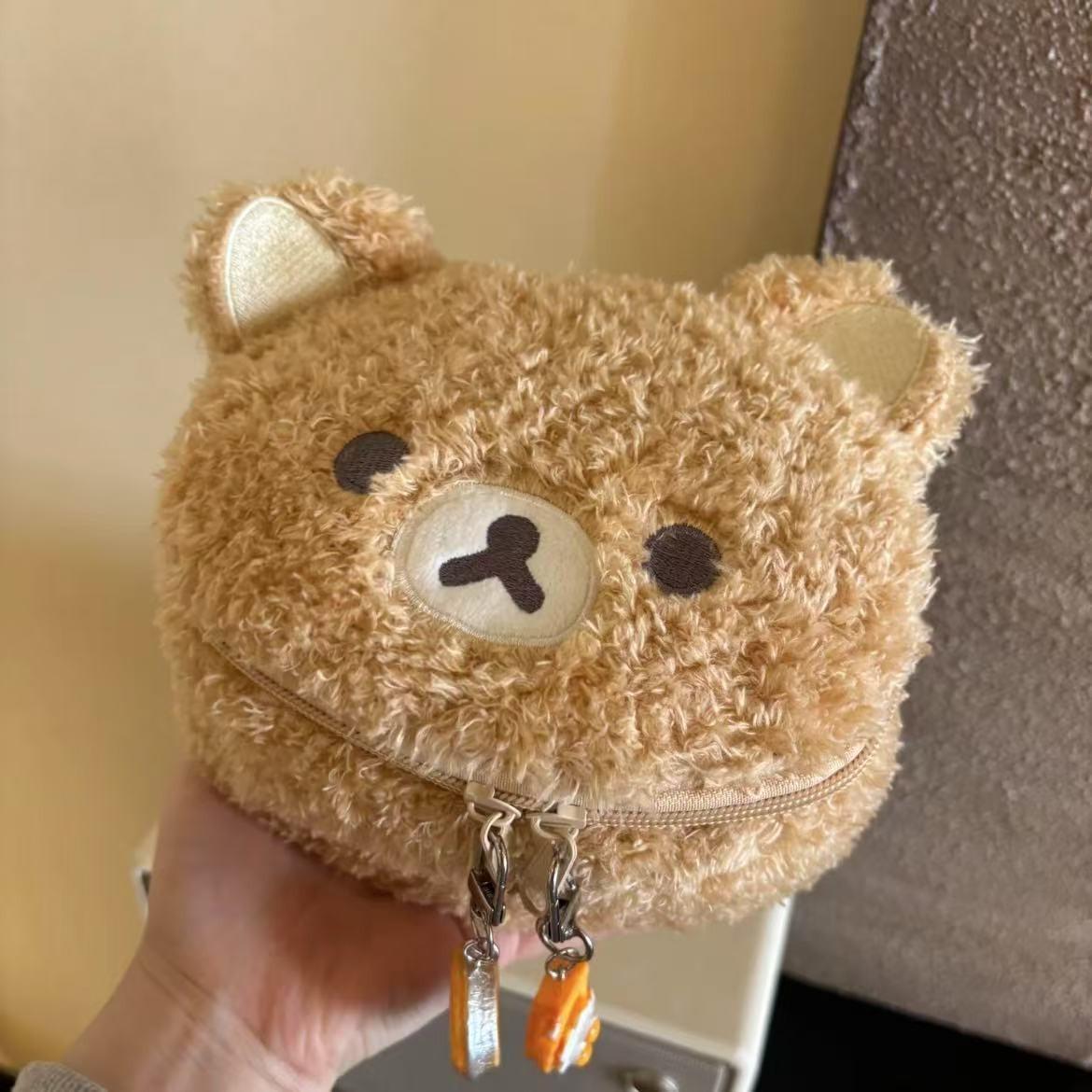 Cute Bear Plush Bag, Makeup Pouch, Portable Large Capacity Washbag, Instant Camera Storage Bag, Ccdcamera Organizer