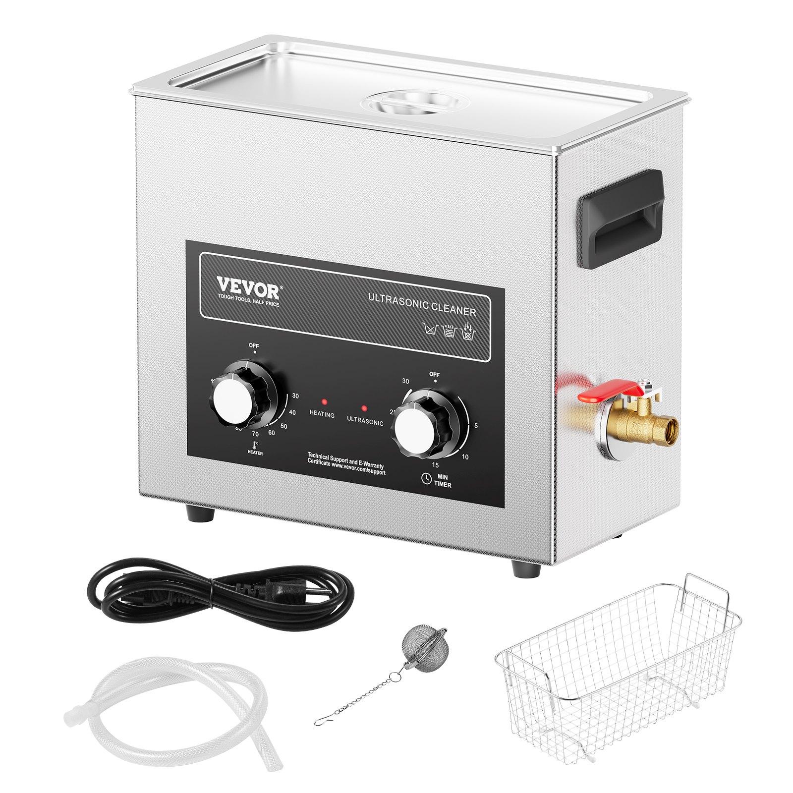 VEVOR 6L Ultrasonic Cleaner with Heater Timer Basket, Professional Digital Sonic Cavitation Machine, 180W Cleaning Machine for Watch Instruments, Glasses, Coin, Metal Parts, Tool