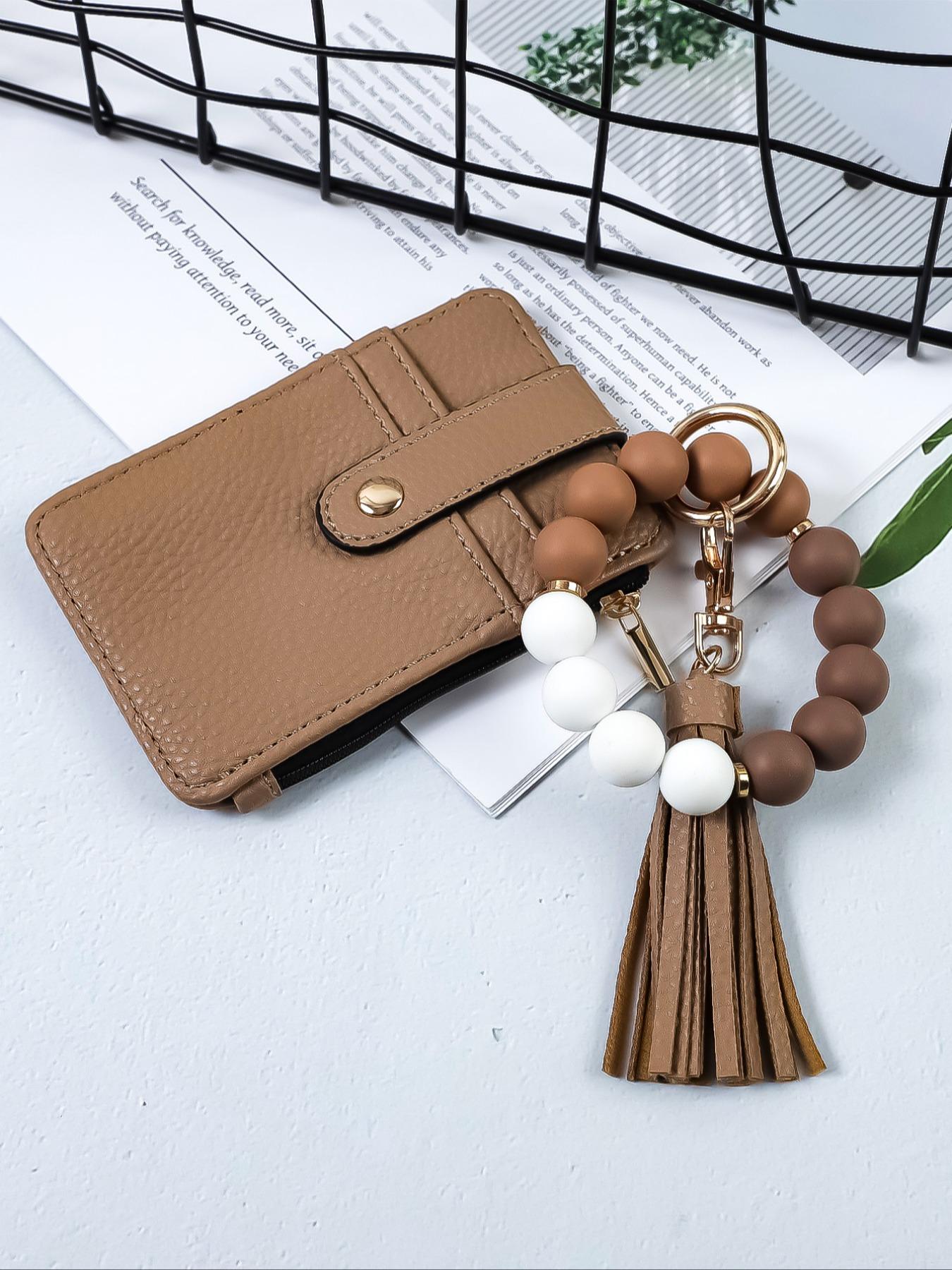 Boho Style Beaded & Tassel Decor Keychain, Fashionable Silicone Beaded Keychain for Women & Girls, Trendy All-match Keychain for Birthday Gift, Bohemian Keychain