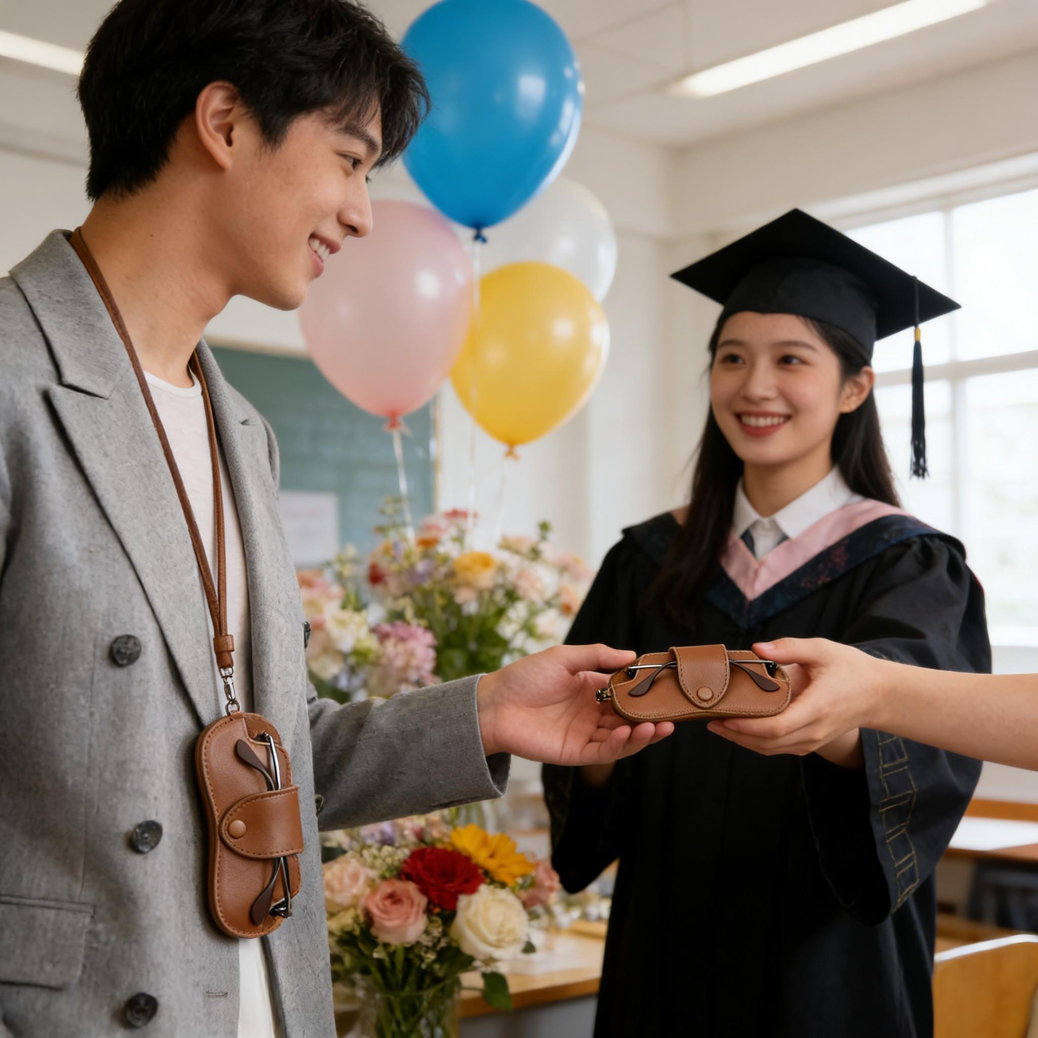 Creative Fashion Neck Strap Glasses Case, All-Season Unisex Artificial Leather, Perfect Gift for Birthdays, Anniversaries, Graduation