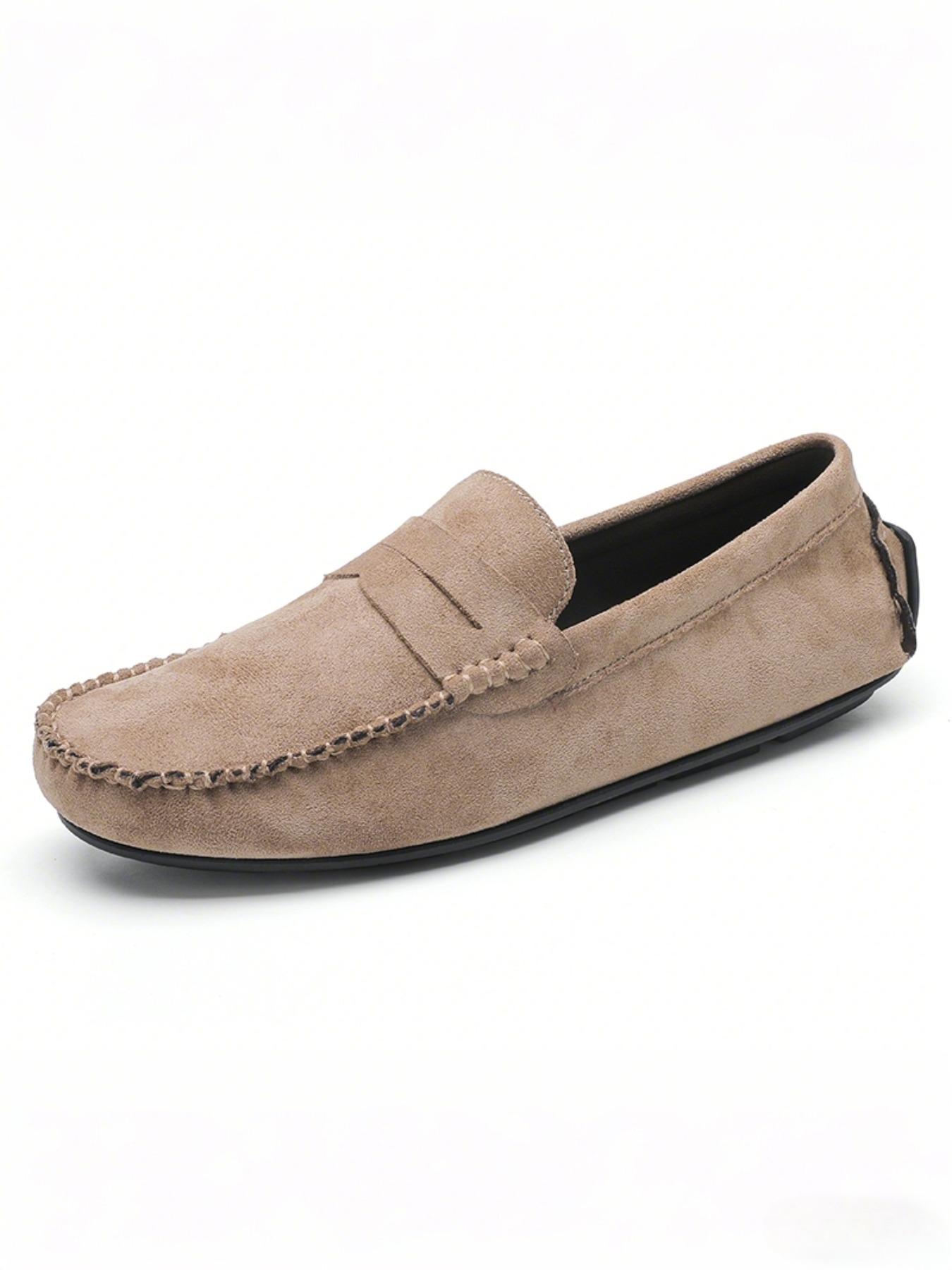 2026 Four-Season Minimalist Fashion Solid-Color Loafers Men's Casual Shoes Comfortable Elegant Suede Flat-Heel Slip-On Loafers, Moccasins, Casual Business Shoes, Suitable for Formal Occasions and Casual Wear